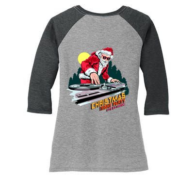 Santa Is The DJ Women's Tri-Blend 3/4-Sleeve Raglan Shirt