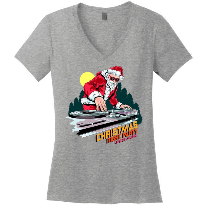 Santa Is The DJ Women's V-Neck T-Shirt