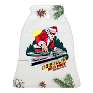 Santa Is The DJ Ceramic Bell Ornament