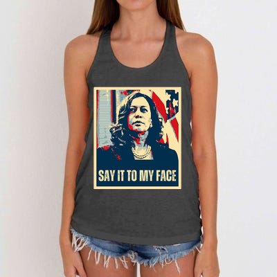 Say It To My Face Kamala Harris 2024 Women's Knotted Racerback Tank