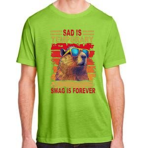 Sad Is Temporary Swag Is Forever Funny Cool Capybara Retro Adult ChromaSoft Performance T-Shirt