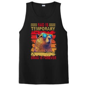 Sad Is Temporary Swag Is Forever Funny Cool Capybara Retro PosiCharge Competitor Tank