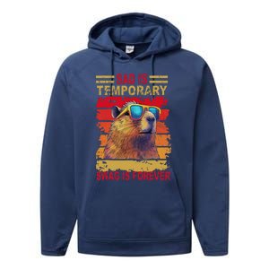 Sad Is Temporary Swag Is Forever Funny Cool Capybara Retro Performance Fleece Hoodie