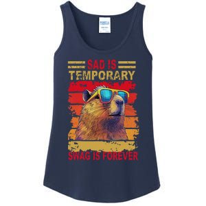 Sad Is Temporary Swag Is Forever Funny Cool Capybara Retro Ladies Essential Tank