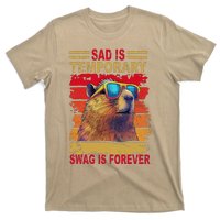 Sad Is Temporary Swag Is Forever Funny Cool Capybara Retro T-Shirt