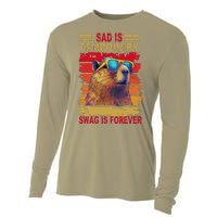 Sad Is Temporary Swag Is Forever Funny Cool Capybara Retro Cooling Performance Long Sleeve Crew