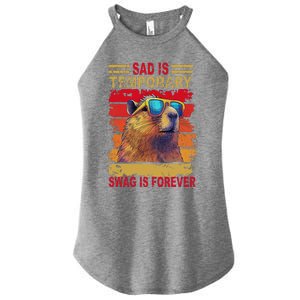 Sad Is Temporary Swag Is Forever Funny Cool Capybara Retro Women's Perfect Tri Rocker Tank