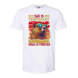 Sad Is Temporary Swag Is Forever Funny Cool Capybara Retro Softstyle CVC T-Shirt