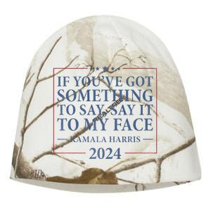 Say It To My Face Kamala Harris Debates 2024 Kati - Camo Knit Beanie