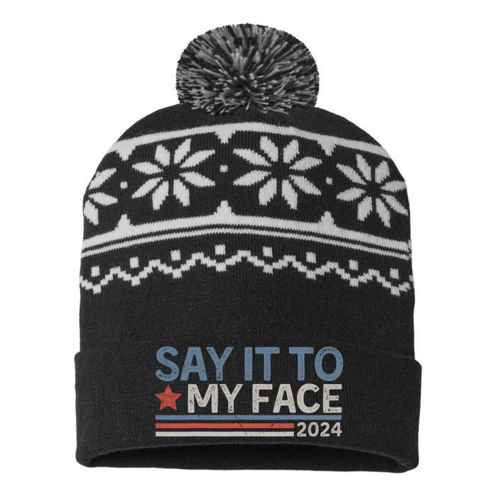 Say It To My Face Kamala Harris 2024 USA-Made Snowflake Beanie