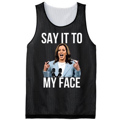 Say It To My Face Funny Kamalaharris Challenges Trump Mesh Reversible Basketball Jersey Tank