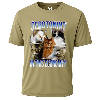 Serotonin In This Economy Cat Funny Meme Cute Cats Cooling Performance Crew T-Shirt