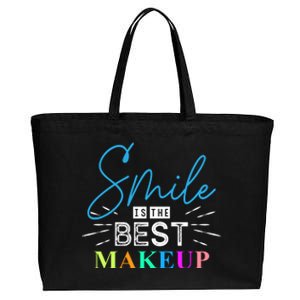 Smile Is The Best Makeup Cotton Canvas Jumbo Tote