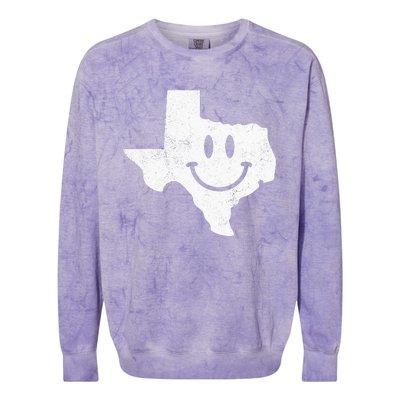 Smiling In TX – Funny Texas Happy Face Colorblast Crewneck Sweatshirt