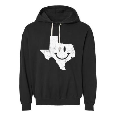 Smiling In TX – Funny Texas Happy Face Garment-Dyed Fleece Hoodie