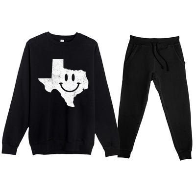 Smiling In TX – Funny Texas Happy Face Premium Crewneck Sweatsuit Set