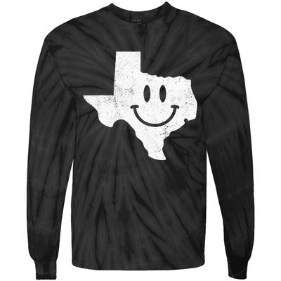 Smiling In TX – Funny Texas Happy Face Tie-Dye Long Sleeve Shirt