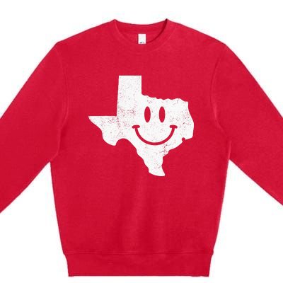 Smiling In TX – Funny Texas Happy Face Premium Crewneck Sweatshirt