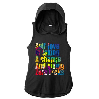 SelfLove Is Taking A Chance & Giving ZRO FKS Color Splash Ladies PosiCharge Tri-Blend Wicking Draft Hoodie Tank