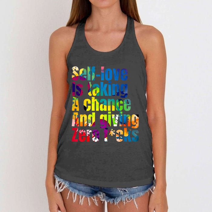 SelfLove Is Taking A Chance & Giving ZRO FKS Color Splash Women's Knotted Racerback Tank