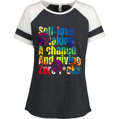 SelfLove Is Taking A Chance & Giving ZRO FKS Color Splash Enza Ladies Jersey Colorblock Tee