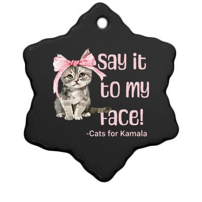 Say It To My Face Cats For Kamala Ceramic Star Ornament