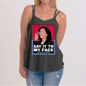 Say It To My Face Kamala Harris Poster Usa Sunglasses Women's Strappy Tank