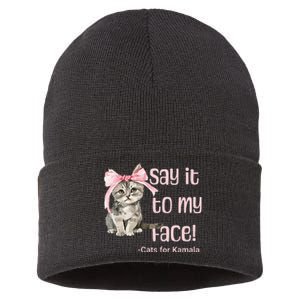 Say It To My Face Cats For Kamala Sustainable Knit Beanie