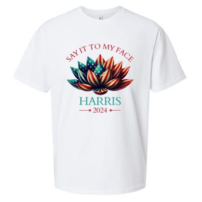 Say It To My Face Kamala Harris 2024 American Lotus Sueded Cloud Jersey T-Shirt