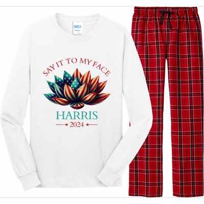 Say It To My Face Kamala Harris 2024 American Lotus Long Sleeve Pajama Set