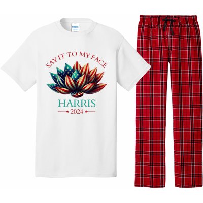 Say It To My Face Kamala Harris 2024 American Lotus Pajama Set