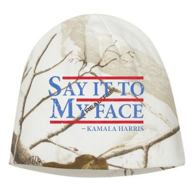 Say It To My Face Kamala Harris Debates 2024 Kati - Camo Knit Beanie