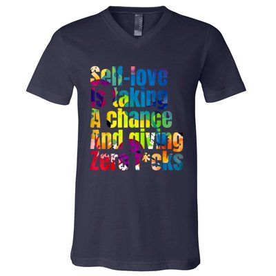 SelfLove Is Taking A Chance & Giving ZRO FKS Color Splash V-Neck T-Shirt