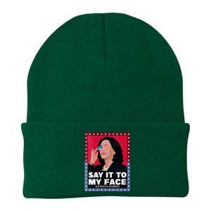 Say It To My Face Kamala Harris Poster Usa Sunglasses Knit Cap Winter Beanie