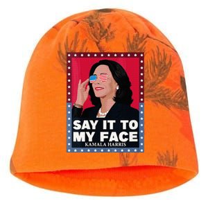 Say It To My Face Kamala Harris Poster Usa Sunglasses Kati - Camo Knit Beanie