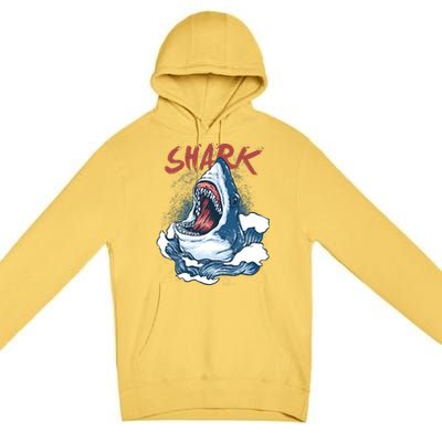 Shark In The Ocean Cool Sharks Week Waves Bite Premium Pullover Hoodie