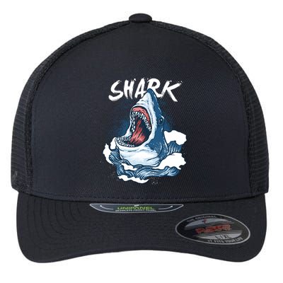 Shark In The Ocean Cool Sharks Week Waves Bite Flexfit Unipanel Trucker Cap