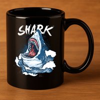 Shark In The Ocean Cool Sharks Week Waves Bite 11oz C Handle Ceramic Mug