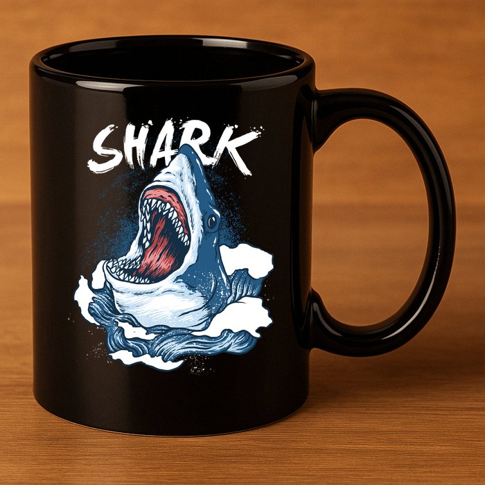 Shark In The Ocean Cool Sharks Week Waves Bite 11oz C Handle Ceramic Mug