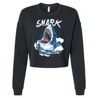 Shark In The Ocean Cool Sharks Week Waves Bite Cropped Pullover Crew