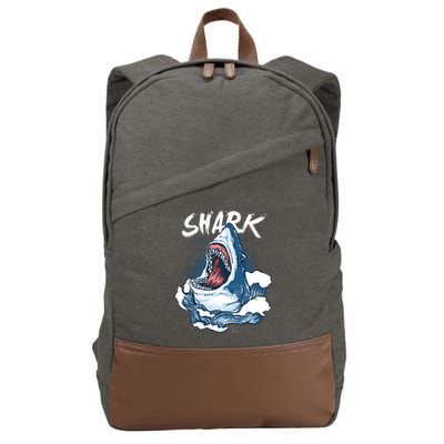 Shark In The Ocean Cool Sharks Week Waves Bite Cotton Canvas Backpack