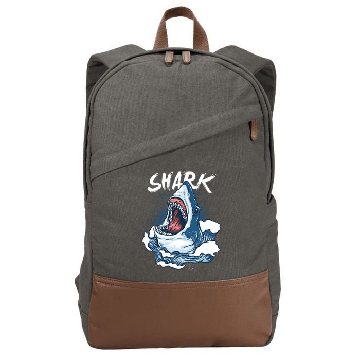 Shark In The Ocean Cool Sharks Week Waves Bite Cotton Canvas Backpack