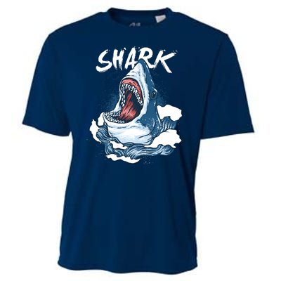 Shark In The Ocean Cool Sharks Week Waves Bite Cooling Performance Crew T-Shirt