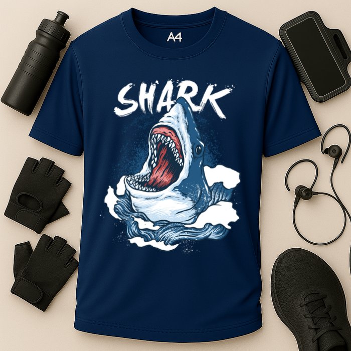 Shark In The Ocean Cool Sharks Week Waves Bite Performance Shirt