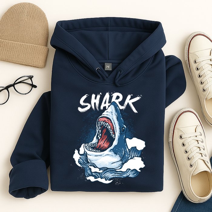 Shark In The Ocean Cool Sharks Week Waves Bite Hoodie