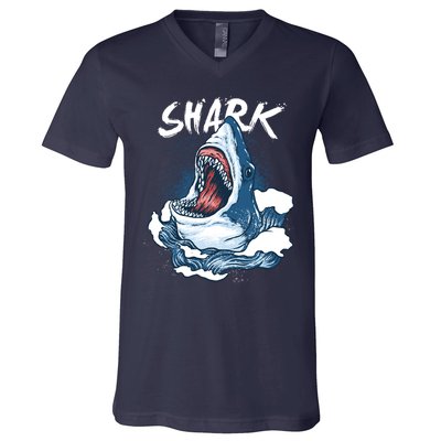 Shark In The Ocean Cool Sharks Week Waves Bite V-Neck T-Shirt