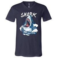 Shark In The Ocean Cool Sharks Week Waves Bite V-Neck T-Shirt