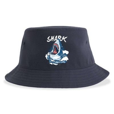 Shark In The Ocean Cool Sharks Week Waves Bite Sustainable Bucket Hat