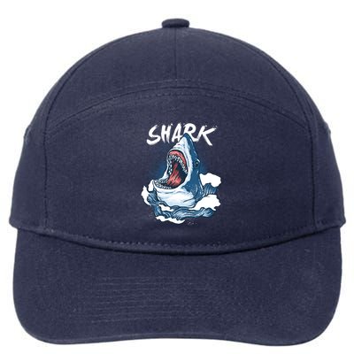 Shark In The Ocean Cool Sharks Week Waves Bite 7-Panel Snapback Hat