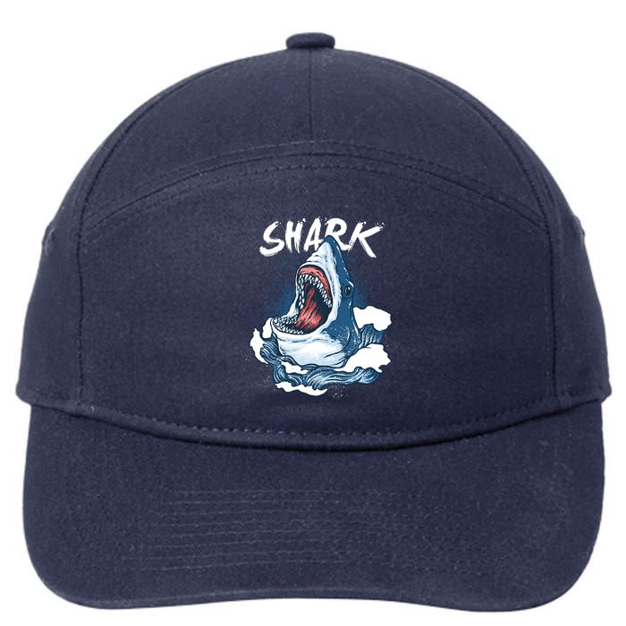 Shark In The Ocean Cool Sharks Week Waves Bite 7-Panel Snapback Hat